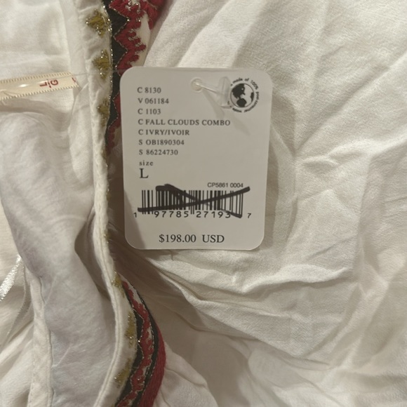 Free People Sweet Escape Embroidered Midi Western Boho Peasant Dress Relaxed NWT - Picture 10 of 13